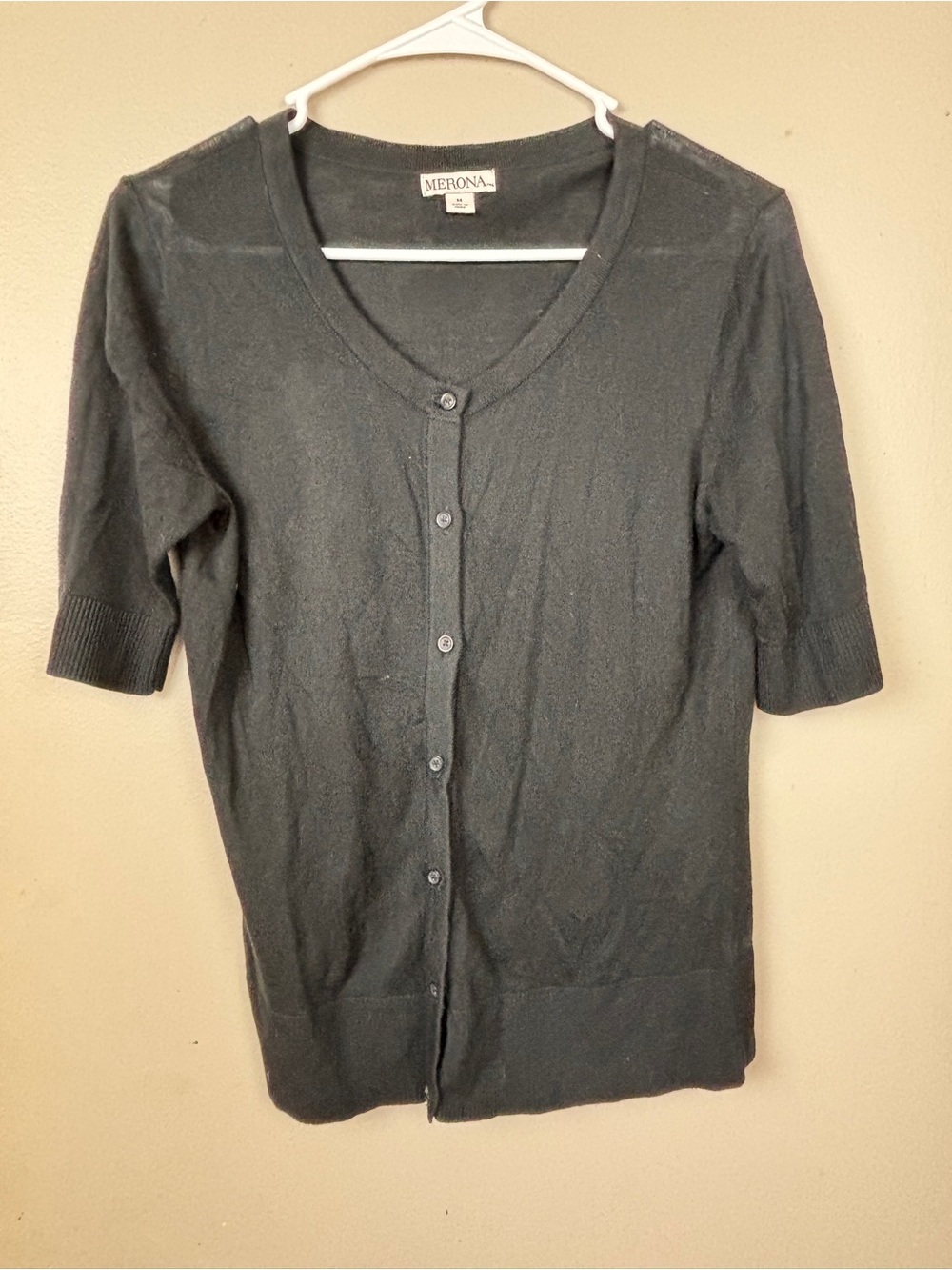 Merona Black Short Sleeve V-Neck Button Cardigan